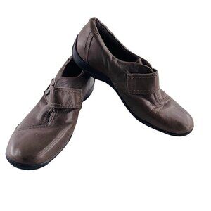 Clarks Artisan Womens Leather Slip-On Shoes Size 7M Brown